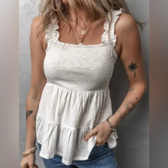 White Ruffle Top - Picture 4 of 10